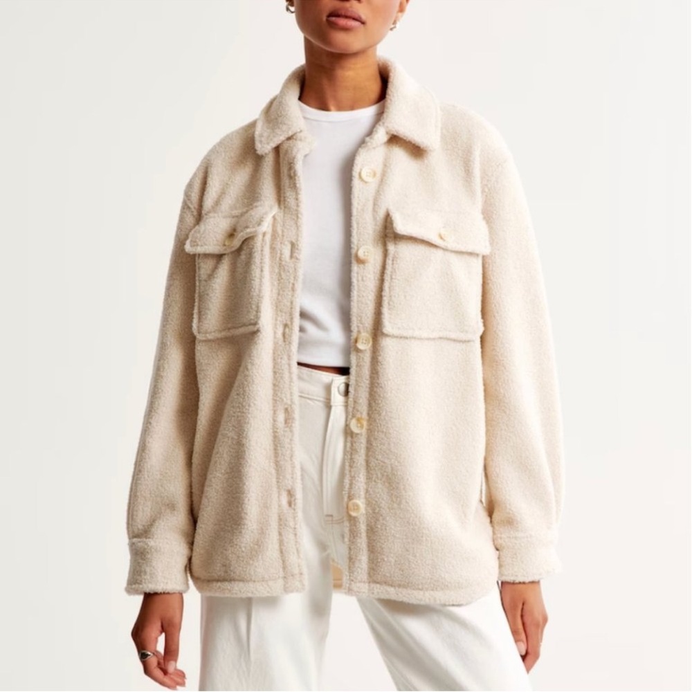 Abercrombie & Fitch Cream Teddy Jacket